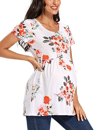 Jezero Women's Maternity Tops Short & Long Sleeve Side Ruching Round Neck Shirts #TOP4