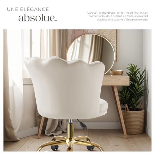 Chaise pivotante Épais rembourrage et revêtement en velours réglable en hauteur en continu et pivotant à 360 degrés - vue 5