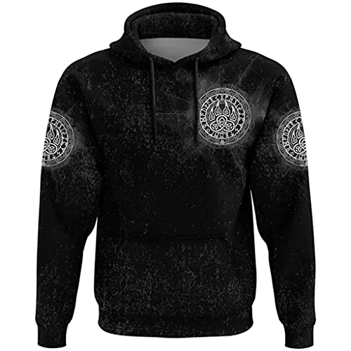 Unisexe Décontracté à Manches Longues Pull à Capuche pour Éviter le Froid avec Style Viking