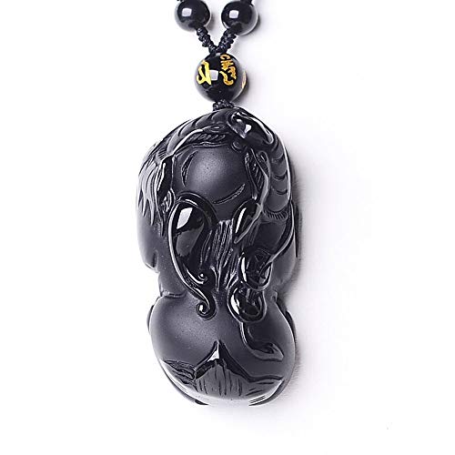 Collier en obsidienne noire naturelle pendentif PiXiu en cristal fin