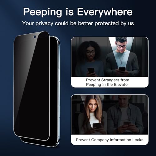 Image of NEW'C 3x Privacy Screen Protector for iPhone Air (6.5 inches)+ 3x Camera Lens Protector, Sensor Protection, Case Friendly Tempered Glass Film, Ultra Resistant, Easy installation tool included