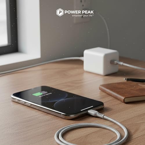Cable USB-C a Lightning POWERPEAK de 6 pies para usar el móvil cómodamente en el sofá 7