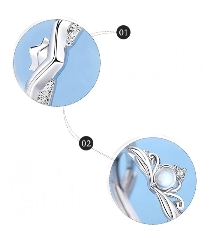 Anillo 2 Pcs 925 Silver Pare Ring Conting Ring Abertura Ajustable