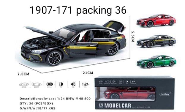 Image of 1:24 BMW MANHART MH8 800 Toy Car Diecast Metal Pull Back Car - 4 Openable Doors with Sound & Light | Luxury Toy Car & Gift for Kids 【Colors as Per Stock】