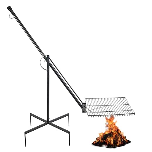 BuzzyGrill Camping Grill – Features Stainless Steel Grate and Includes Cast Iron Cookware Hook Attachment, Made in USA