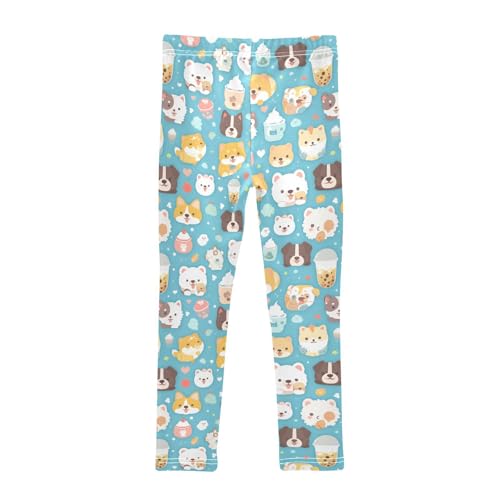 Wusikd Cute Dog Girls' Leggings Toddler Doodles Kids Yoga Pants Dance Active Tights 4T2