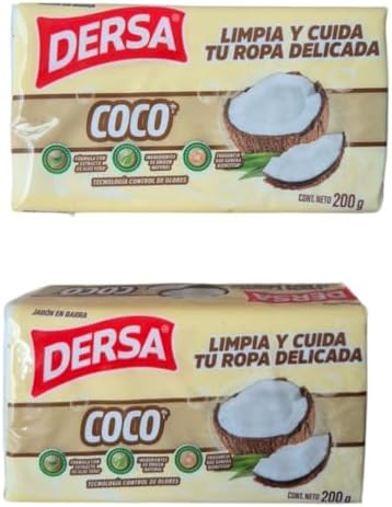 Pack de 2 Jabones de Coco Dersa – 200 g c/u | Jabón Natural Multi...