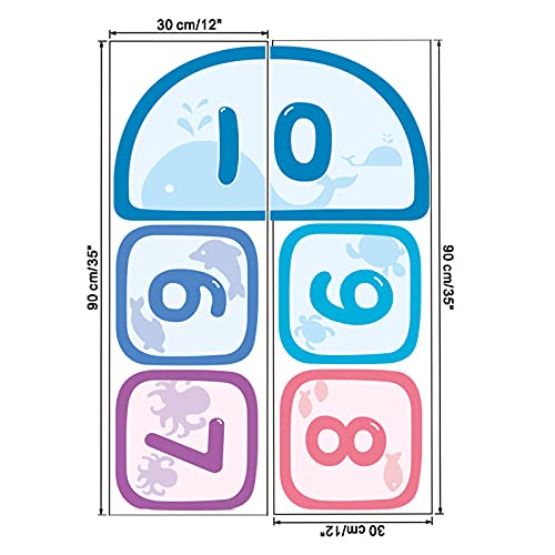 Image of HUANLE Kids DIY Lattice Floor Sticker Hopscotch Footprint Home Decor Number Brain Games Sticker Digital Pathway Art Floor Tile Decals Puzzle Games Party Social Decor for Baby Room Classroom Nursery