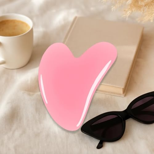 Image of Pink Gua Sha Stone - Rose Quartz Facial Massage Tool for Glowing Skin, Jade Roller Alternative, Beauty Skin Care Tool for Lymphatic Drainage & Anti-Aging