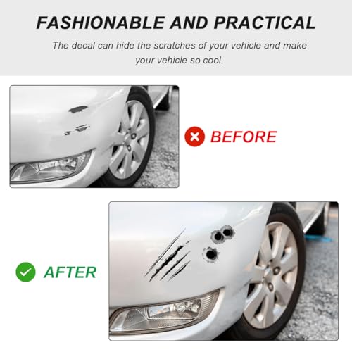 Image of 3D Bullet Hole Car Stickers, Ultra-Realistic Fake Bullet Hole Auto Body Scratch Decal, Waterproof PVC Fake Hole Sticker Automotive Tattoo Decoration for Bumper Window Helmet (Style A)