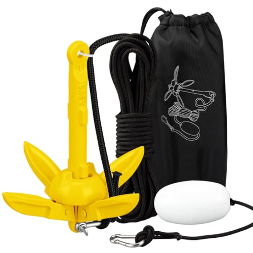 Image of MorningRo 1 Pack 1.5 /3.5 lb Marine Kayak Anchor Kit with 40ft Rope and Buoy Folding Grapnel Boat Anchor Kit Kayak Fishing Accessories for Small Boats, Canoe, SUP Paddle Boards