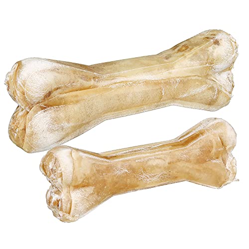 Schecker Kauknochen für den Hund - mit Reiner Pansen - Füllung - proteinreich - mit Rinderhaut 1,5 kg (10 Stck.) a 21 cm