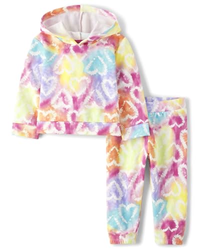 Image of The Children's Place Baby Girls' And Toddler 2 Piece Outfit, Long Sleeve Top and Pant Active Playwear Set