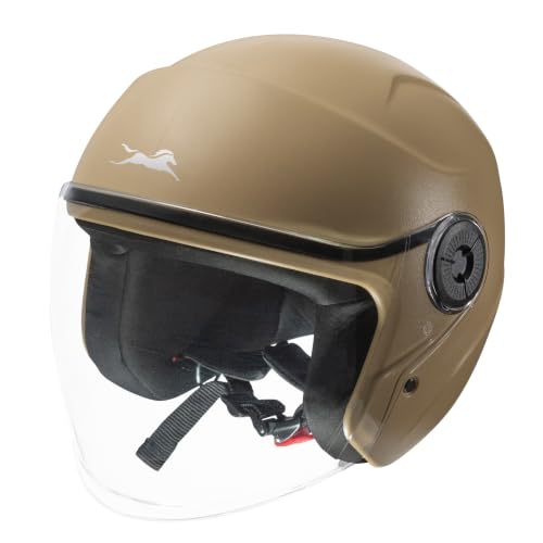 Image of TVS ACE ISI Certified Open face Unisex Helmet with Full Coverage Visor Available in 8 Colors | Lightweight Comfort-Fit Microfiber Liner Equipped with Quick Release Chin Strap