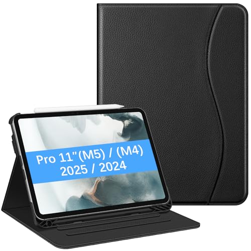 Image of Fintie Folio Case for iPad Pro 11-inch (M5) 2025 / (M4) 2024 - Multiple Angles Viewing Stand Protective Cover with Pencil Holder & Pocket, Auto Wake /Sleep, Black