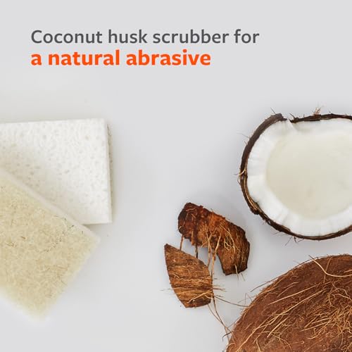 Image of Full Circle Coconut Scrubber Sponges, Pack of 2 - Dual-Sided, Plant-Based Sponges Made with Coconut Shells, Cellulose & Recycled Materials, Safe for Nonstick Cookware