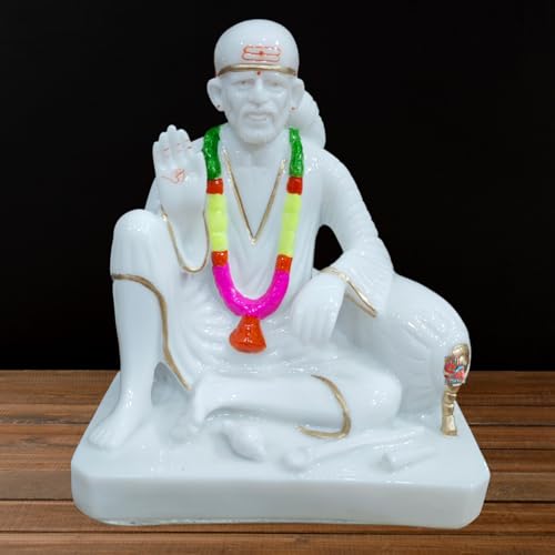 Image of Sai Amrut Gifts Italian Marble Sai Baba Dwarkamai Statue for Home and Pooja Room (6 * 5 Inch)