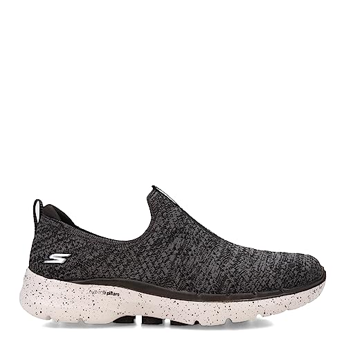 Skechers Women's GO Walk 6 Textured Knit Sneaker, Black/Gray, 9