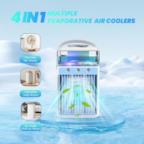 Portable Air Conditioners, 5 in 1 Rechargeable Mini Air Conditioner Evaporative Personal Cooler Humidifier with App Control, 800ML Mini AC Desktop Cooling Fan for Office Tent Bedro image 6