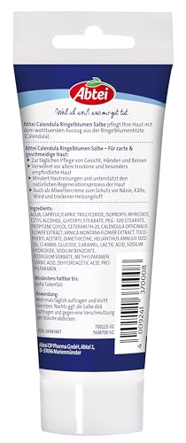 Abtei Calendula Ringelblumen Salbe - schützende und pflegende Salbe bei rissiger und spröder Haut – mit Arnika und Vitamin E - Parfümfrei - 1 x 100 ml Tube
