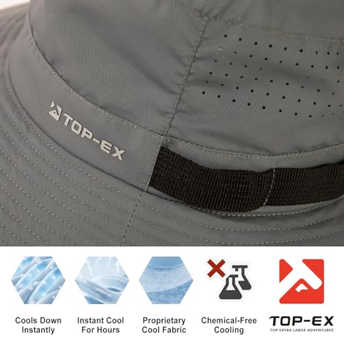 Image of Oversized XL XXL Men's Cooling UPF 50 Sun Hat Lightweight Foldable Wide Brim Bucket Boonie Golf Hiking Fishing