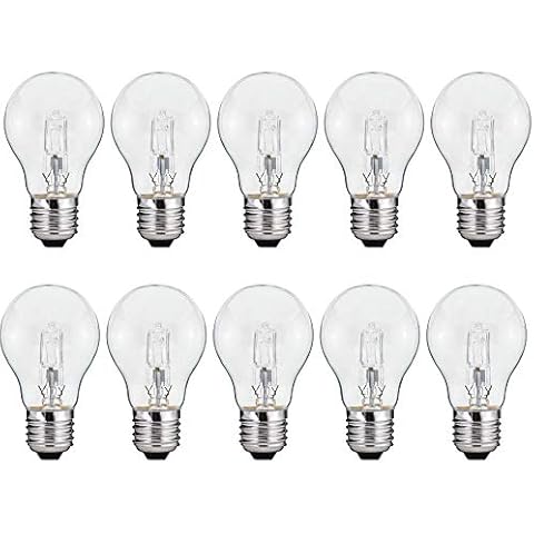 NCC-Licht 10 x Eco Halogen Birnenform Leuchtmittel 42W = 60W E27 klar warmweiß 2700K dimmbar Cover