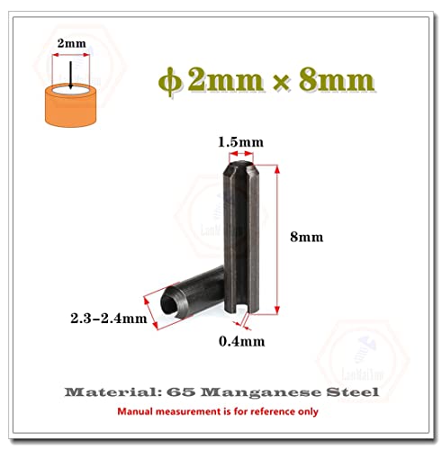500 pezzi φ2mm×8mm Perno molle in acciaio al