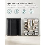 SONGMICS Closet Wardrobe, Portable Closet for Bedroom, Clothes Rail with Non-Woven Fabric Cover, Clothes Storage Organizer, 59 x 17.7 x 69 Inches, 12 Compartments, Black ULSF03H - Image 3