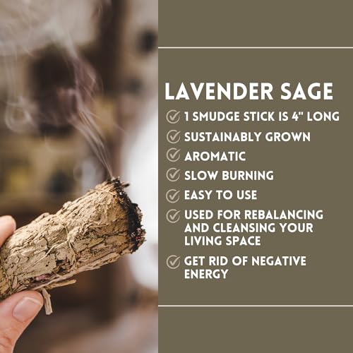 Ancient VEDA Sage Smudge Kit | Lavender, Sweetgrass, & Palo Santo Sticks Smudging Kit for Meditation, Yoga, Reiki, Home Cleansing, & Aromatherapy (Starter Kit, Lavender Sage)