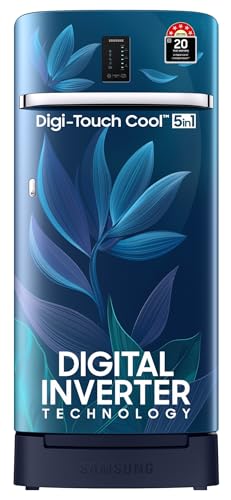 Image of Samsung 189 L, 5 Star, Digi-Touch Cool with Display, Digital Inverter Direct-Cool Single Door Refrigerator (RR21C2F259U /HL,Paradise Bloom Blue) Base Stand Drawer