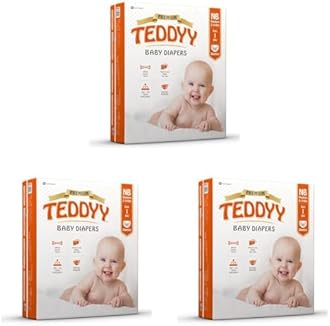 TEDDYY Baby Diapers Tapes Arabic Premium New Born 66 Count (Pack of 3), 2-5 kgs, High Absorbency, Anti - Bacterial