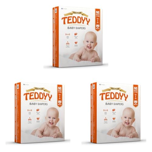 TEDDYY Baby Diapers Tapes Arabic Premium New Born 66 Count (Pack of 3), 2-5 kgs, High Absorbency, Anti - Bacterial