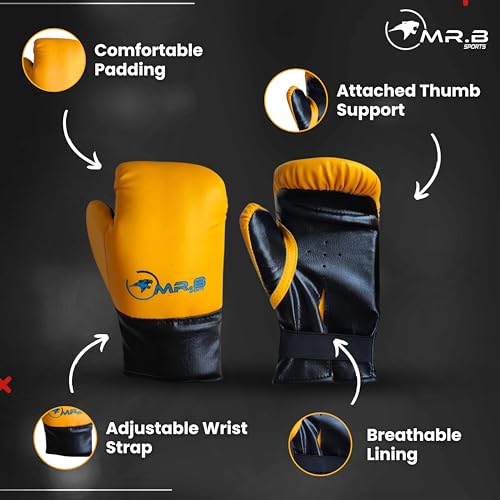 MR.B SPORTS Kids Boxing kit Yellow (Filled Punching Bag, Gloves and Headgear, Age 2-8 Years) (Army Camo Green) 02 (Yellow)