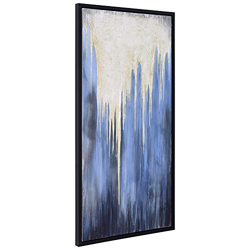 Empire Art Direct Abstract Wall Art Textured Hand Painted Canvas by Martin Edwards, Black Frame, 24" x 48", Snowy Drip 1 by Empire Art Direct - Used condition - Image 4