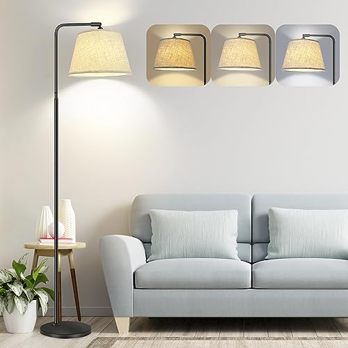 Arc Floor Lamps for Living Room, 3 Color Temperature LED Floor Lamp, Modern Standing Lamp with Adjustable Lighting Angle & Foot Switch, 67" Tall Reading Light for Bedroom Office, 12W Bulb Included