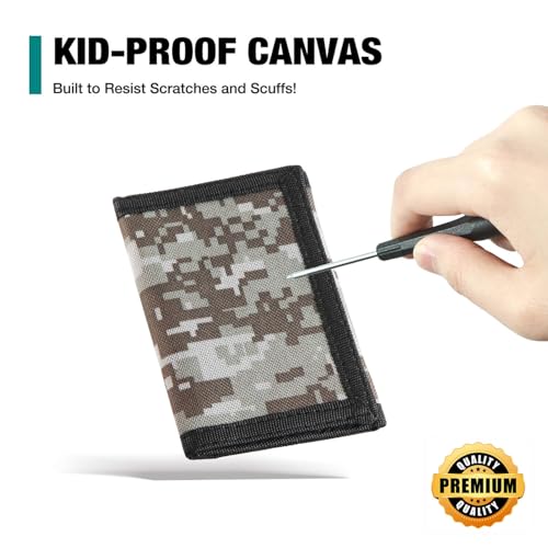 Image of Kids Wallets for Boys & Girls, Toddler to Teen with Magic Sticker, RFID Nylon /Canvas Wallet with Coin Pocket
