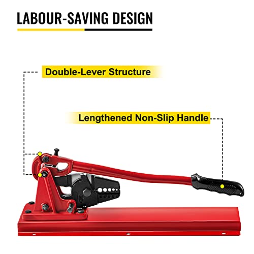 VEVOR Bench Type Hand Swager, 24\" Bench Type Swaging Tool, Bench Type Crimper for 1/16\" 3/32\" 1/8\" 5/32\" 3/16\", CRV (HRC 35-45 Degree) Bench Type Crimping Tool, Bench Swager Tool for Cable Wire Rope