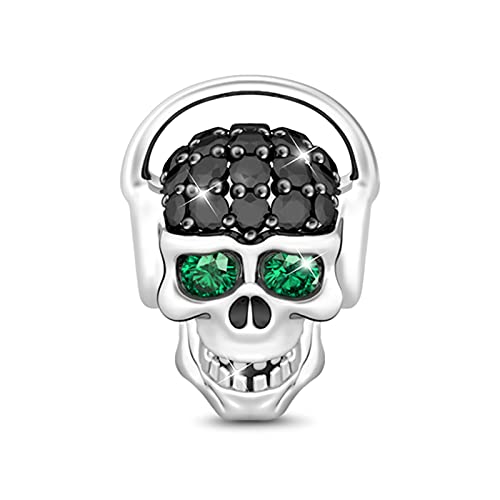 Image of GNOCE Skull Pendant Charm Silver Dangle Charms Bead fit Bracelet /Necklace Jewelry Gift for Women Men