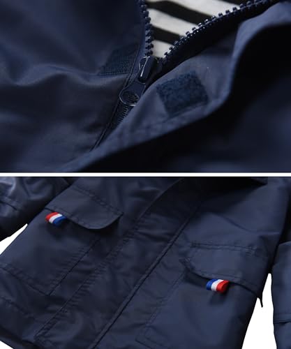 M2C Boys Rain Jacket Waterproof Cotton Lined Rain Coat 8-9 Navy