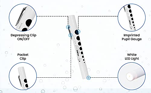 Primacare DL-9223 Pack Of 6 Disposable Diagnostic Penlight With Imprinted Pupil Gauge, Lightweight And Moulded Plastic Body Medical Pen Light For Nurse thumb #5