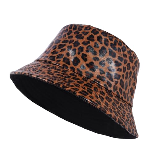 Image of Unisex Black Bucket Hat Waterproof Rain Hat Reversible Shiny Rave Bucket Hat for Concert Festival