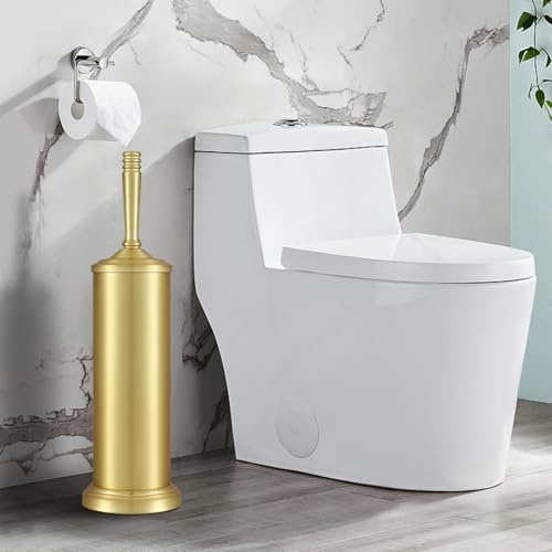 Image of Gold Toilet Brush and Holder Set, Stainless Steel Toilet Brush for Bathroom,Heavy Duty Gold Toilet Bowl Brush and Holder,Deep Cleaning Modern Toilet Cleaner Brush -Space Saving, Covered Brush, Durable