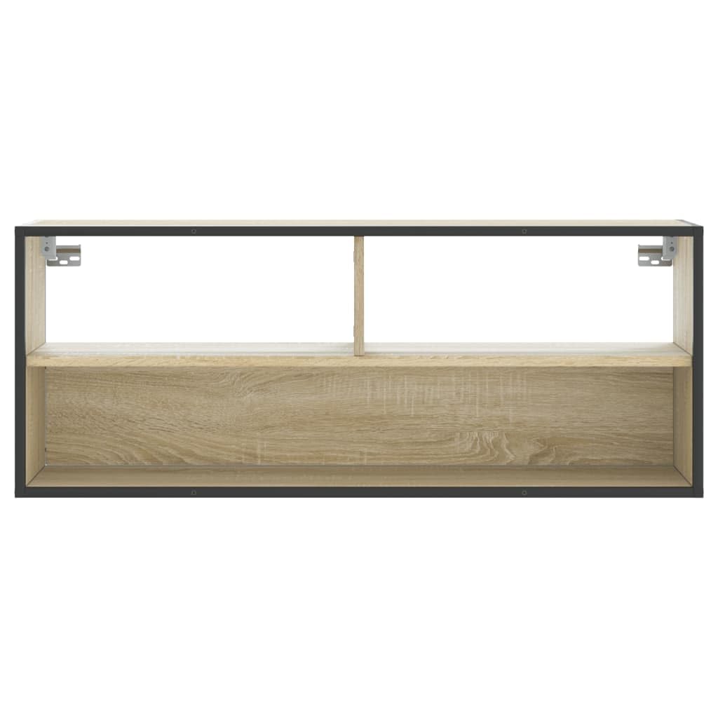Mobile TV in rovere Sonoma con struttura in metallo, 100 x 31 x 39,5 cm, in legno, con vano portaoggetti, cassetto e ripiano, mobile per soggiorno, per gaming e camera da letto