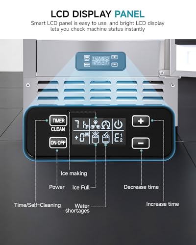 EUHOMY Commercial Under Counter Nugget Ice Maker Machine, 70Lbs/Day, Bulit-in Freestanding Ice Maker with Double Ice Baskets, Self-Cleaning & 24H... - Image 4