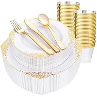 300-Piece Hioasis Disposable Plastic Plates Dinnerware Set only .68-.29: eDeal Info