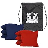 Victory Tailgate 8 Colored Corn Filled Regulation Cornhole Bags with Drawstring Pack (4 Red, 4 Navy Blue)
