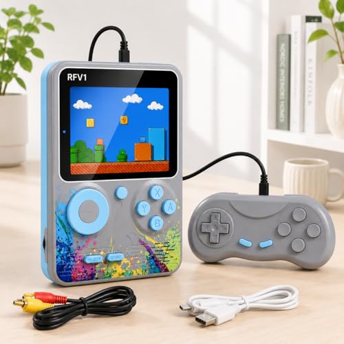 Image of Kids G5 500 in 1 Retro Game Console Handheld | Portable Classic Video Game Box with Gamepad, 2 Player Support, TV Output, Rechargeable Battery, Pocket Size Gaming Device for Travel & Home