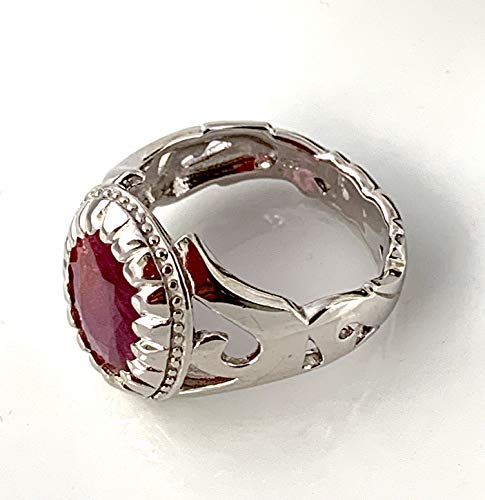 Sz 10.75, Genuine Madagascar Ruby (3.6 Ct.) Oval Faceted Natural Gemstone, 14K White Gold On 925 Sterling Silver Statement Ring, Fine Jewelry For Men And Women. #TOP5