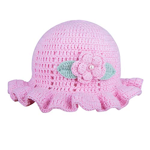 Kids Ruffled Flower Hand Crochet Cotton Hat Girls
