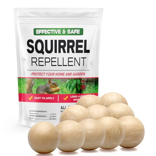 AUDQQM Squirrel Repellent Outdoor, Chipmunk Repellent, Peppermint Deterrent to Keep Squirrels & Chipmunks Away, Suitable for Garden, Yard, Attic, Lasting 60 Days-10 Packs